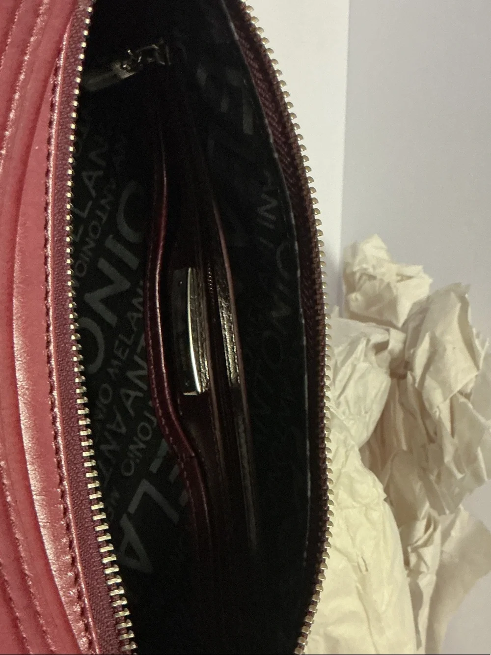 ANTONIO MELANI Burgundy Leather Shoulder Hobo
